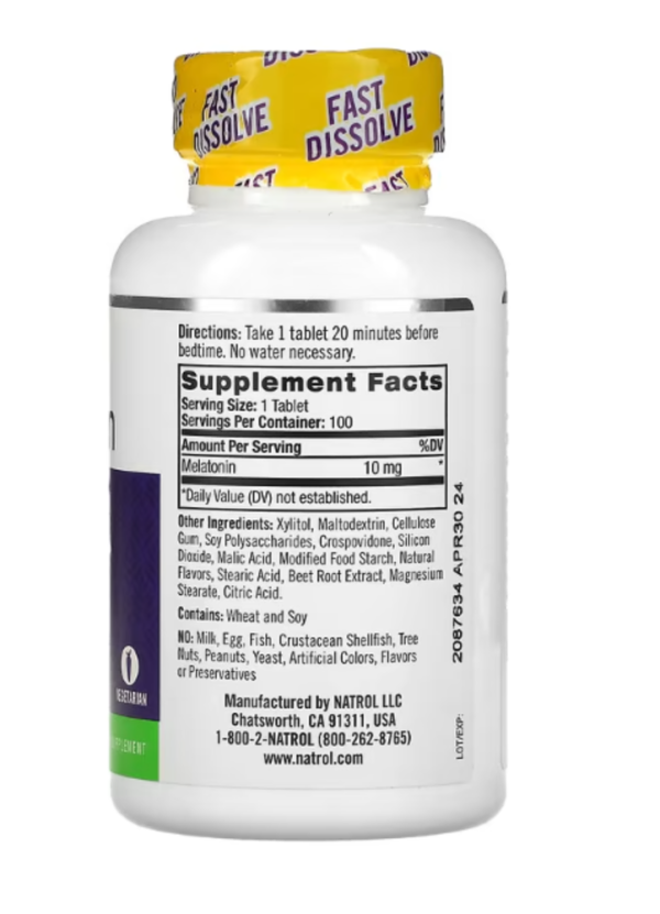Natrol, Melatonin, Fast Dissolve, Maximum Strength, Citrus, 10 mg, 100 Tablets