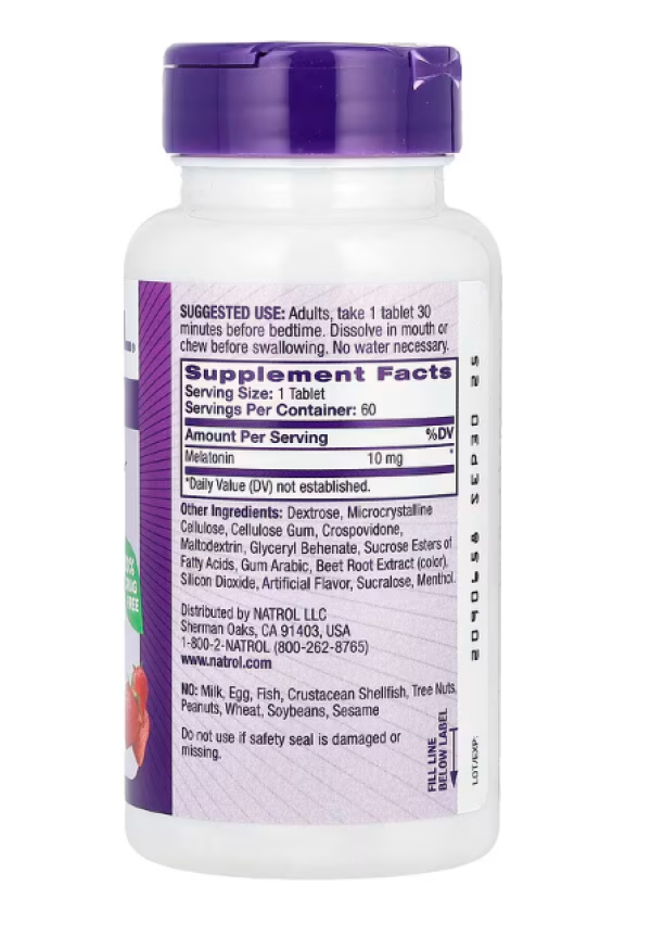 Natrol, Melatonin, Fast Dissolve, Maximum Strength, Strawberry, 10 mg, 60 Tablets