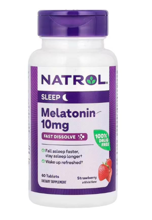 Natrol, Melatonin, Fast Dissolve, Maximum Strength, Strawberry, 10 mg, 60 Tablets