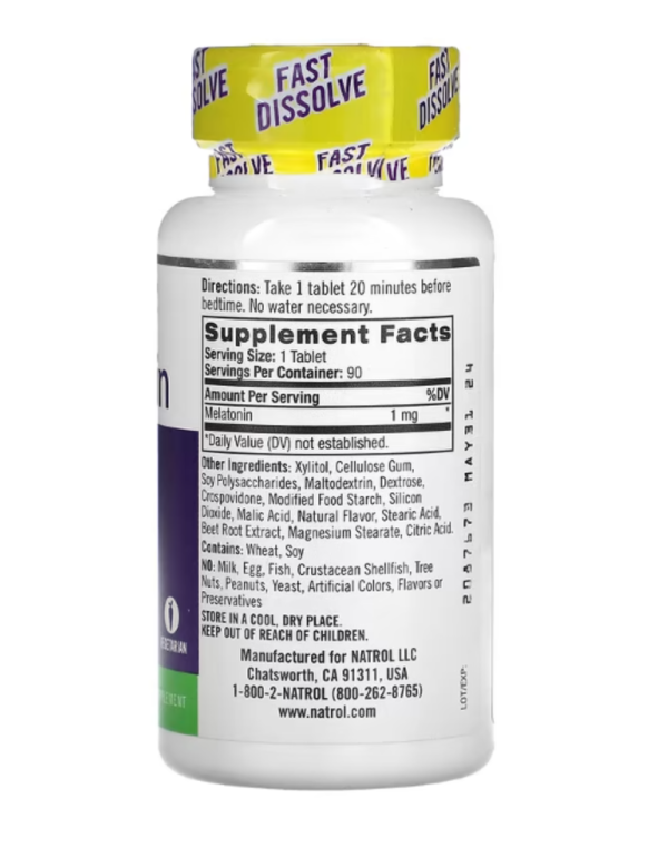 Natrol, Melatonin, Fast Dissolve, Strawberry, 1 mg, 90 Tablets