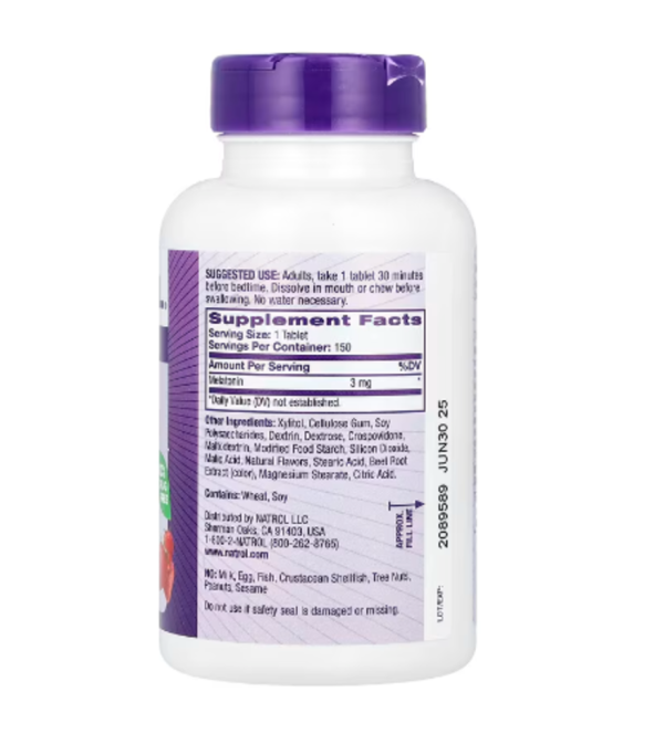 Natrol, Melatonin, Fast Dissolve, Strawberry, 3 mg, 150 Tablets