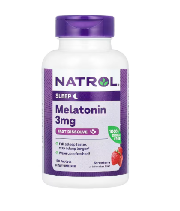 Natrol, Melatonin, Fast Dissolve, Strawberry, 3 mg, 150 Tablets