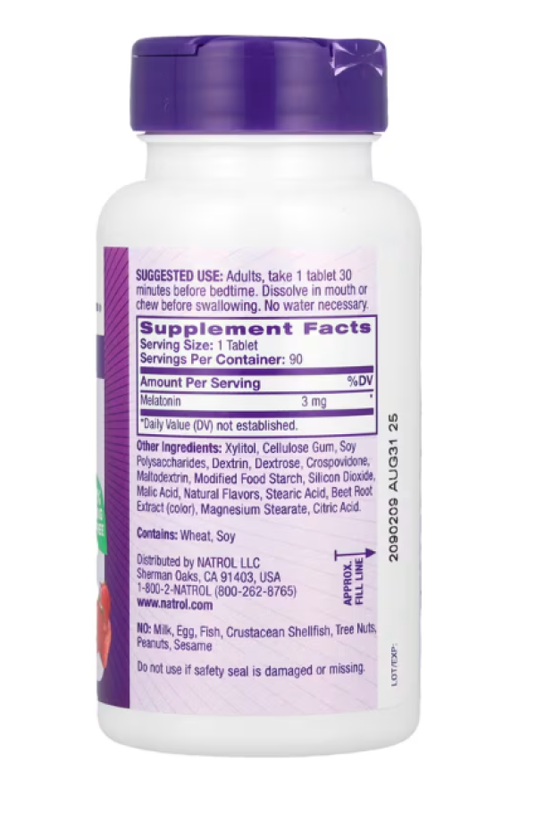 Natrol, Melatonin, Fast Dissolve, Strawberry, 3 mg, 90 Tablets