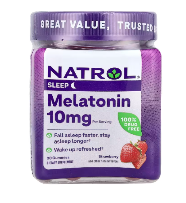 Natrol, Melatonin, Strawberry, 10 mg, 90 Gummies (5 mg per Gummy)