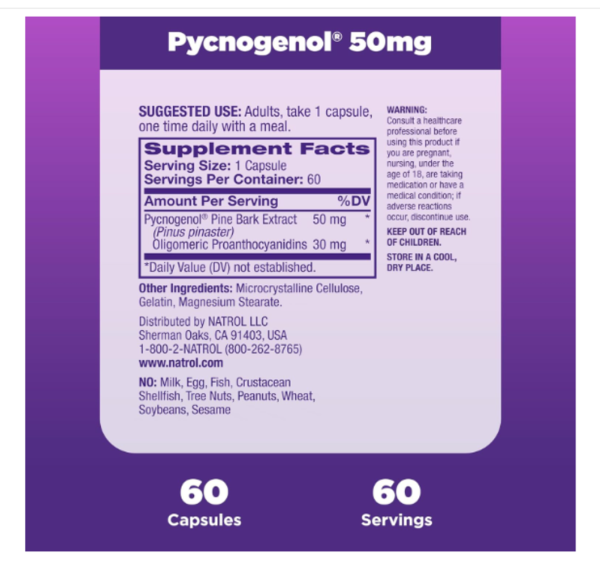 Natrol, Pycnogenol, 50 mg, 60 Capsules