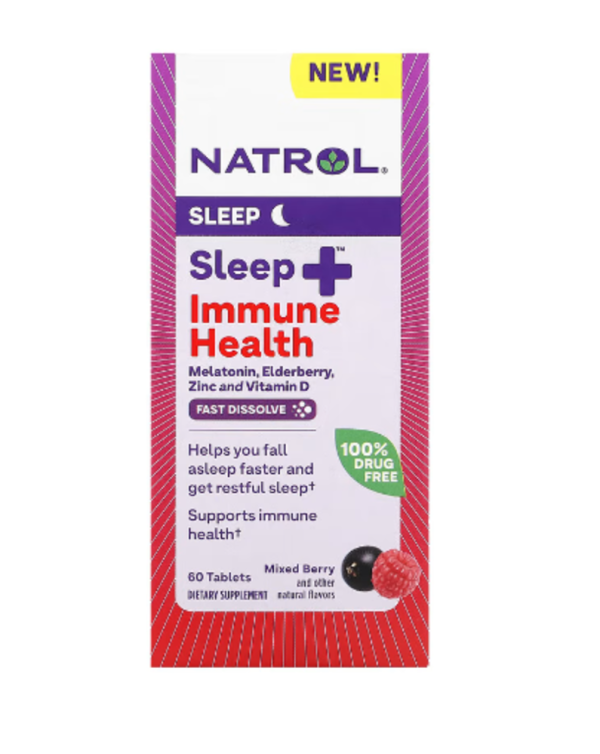 Natrol, Sleep + Immune Health, Mixed Berry, 60 Tablets