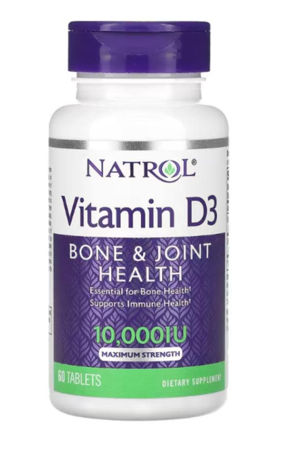 Natrol, Vitamin D3, Bone & Joint Health, Maximum Strength, 10,000 IU, 60 Tablets