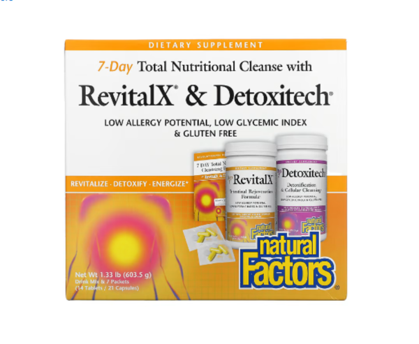 Natural Factors, 7-Day Total Nutritional Cleansing with RevitalX & Detoxitech, 1.33 lb (603.5 g)