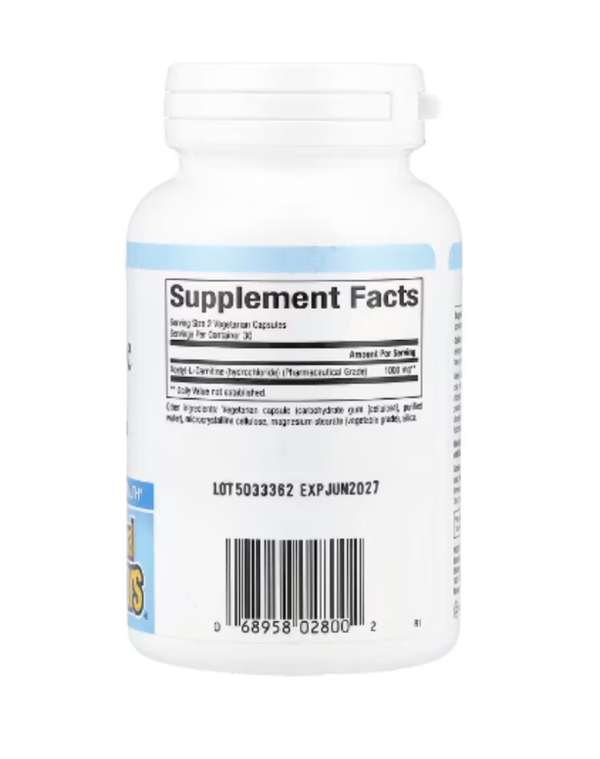 Natural Factors, Acetyl-L-Carnitine, 500 mg, 60 Vegetarian Capsules (250 mg Per Capsule)
