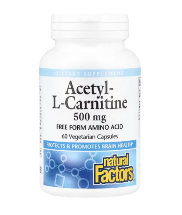 Natural Factors, Acetyl-L-Carnitine, 500 mg, 60 Vegetarian Capsules (250 mg Per Capsule)