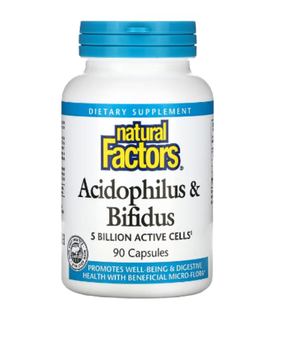 Natural Factors, Acidophilus & Bifidus, 5 Billion, 90 Capsules