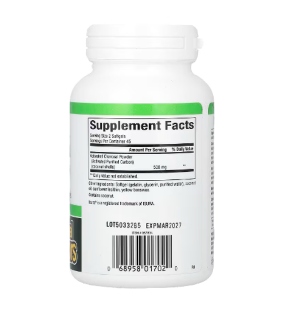 Natural Factors, Activated Charcoal, 500 mg, 90 Softgels (250 mg per Softgel)