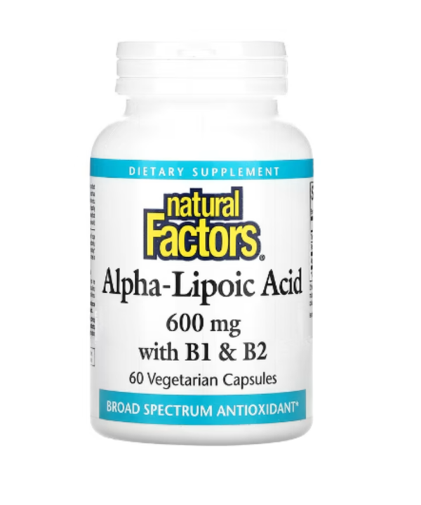 Natural Factors, Alpha-Lipoic Acid with B1 & B2, 600 mg, 60 Vegetarian Capsules