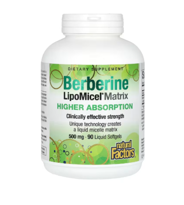 Natural Factors, Berberine LipoMicel Matrix, 500 mg, 90 Liquid Softgels