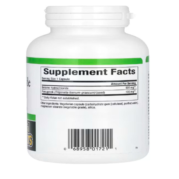 Natural Factors, Betaine Hydrochloride with Fenugreek, 500 mg, 180 Vegetarian Capsules