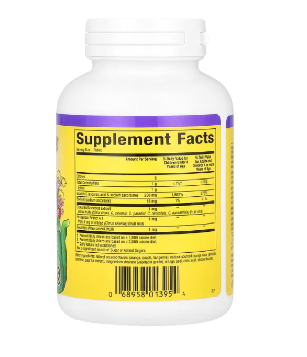 Natural Factors, Big Friends, Chewable Vitamin C, Tangy Orange, 250 mg, 90 Chewable Tablets