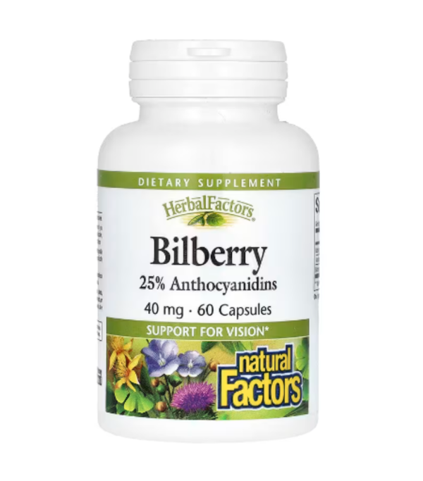 Natural Factors, Bilberry, 40 mg, 60 Capsules