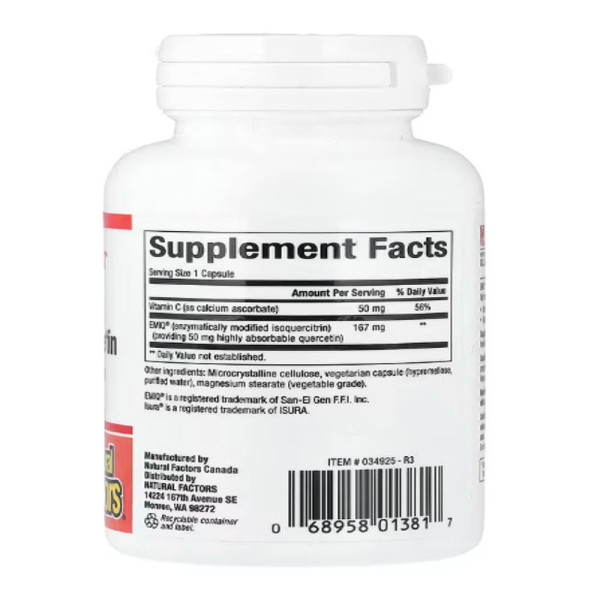 Natural Factors, Bioactive Quercetin EMIQ, 50 mg, 60 Vegetarian Capsule