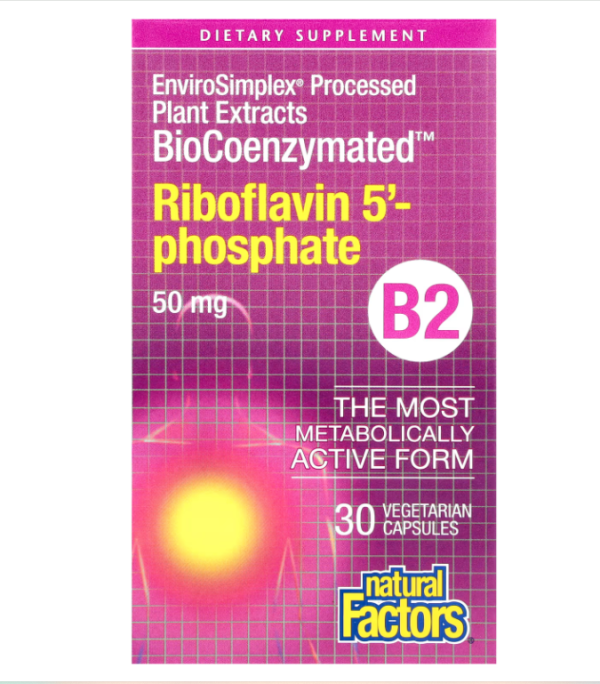 Natural Factors, BioCoenzymated, B2, Riboflavin 5'-Phosphate , 50 mg, 30 Vegetarian Capsules