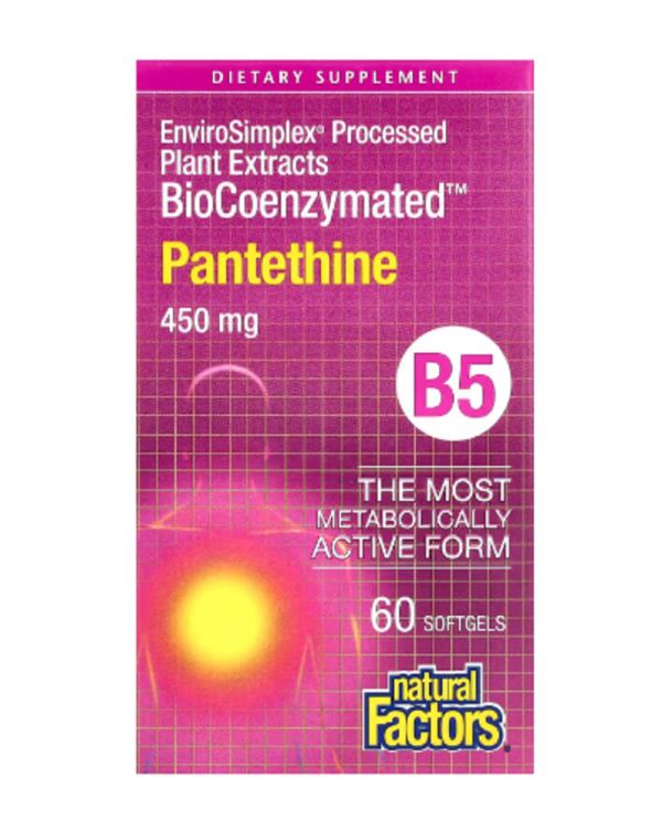 Natural Factors, BioCoenzymated, B5, Pantethine, 450 mg, 60 Softgels