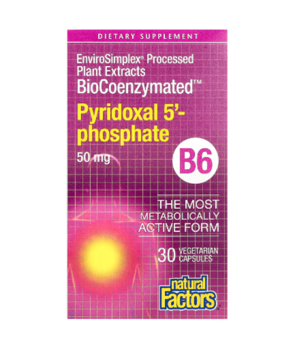 Natural Factors, BioCoenzymated, B6, Pyridoxal 5'-Phosphate, 50 mg, 30 Vegetarian Capsules