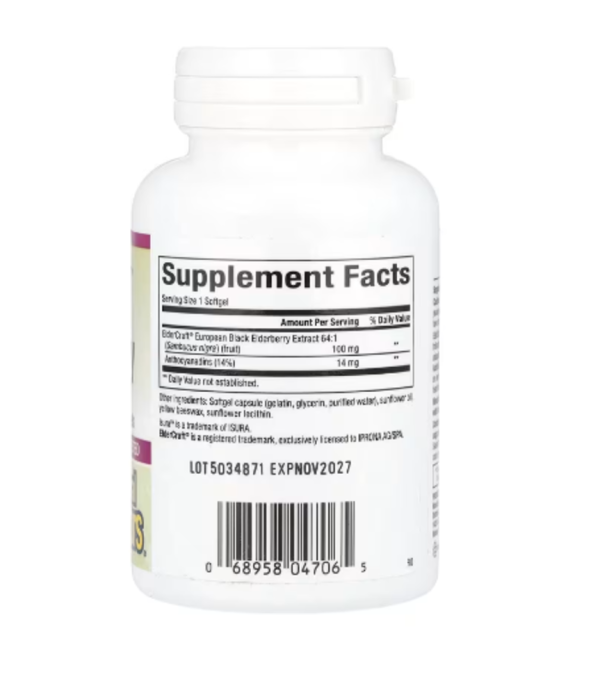 Natural Factors, Black Elderberry, 100 mg, 60 Fast-Acting Softgels