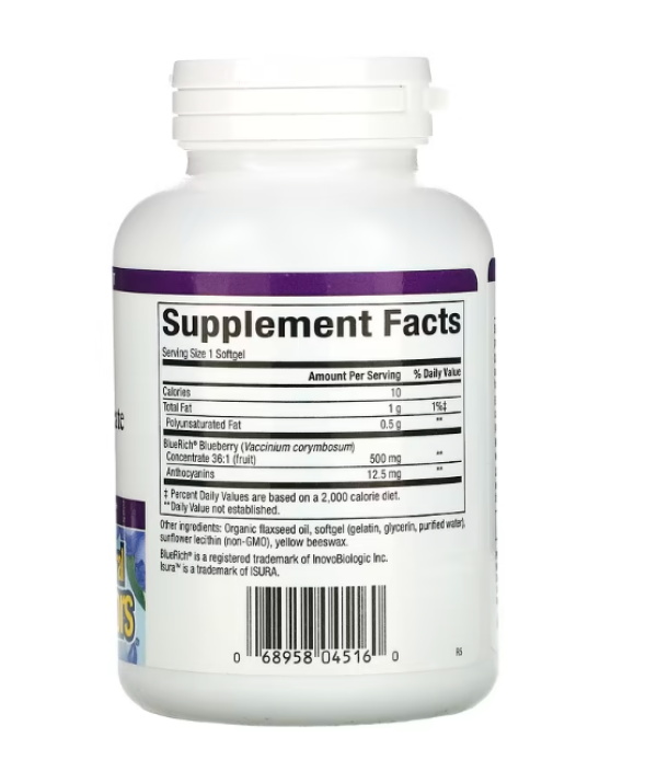 Natural Factors, BlueRich, Super Strength Blueberry Concentrate, 500 mg, 90 Softgels