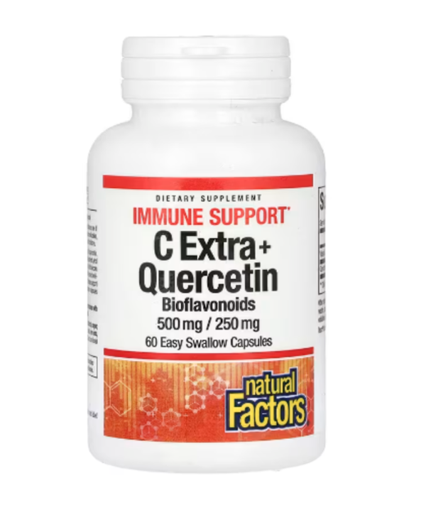 Natural Factors, C Extra + Quercetin, 500 mg/ 250 mg, 60 Easy Swallow Capsules