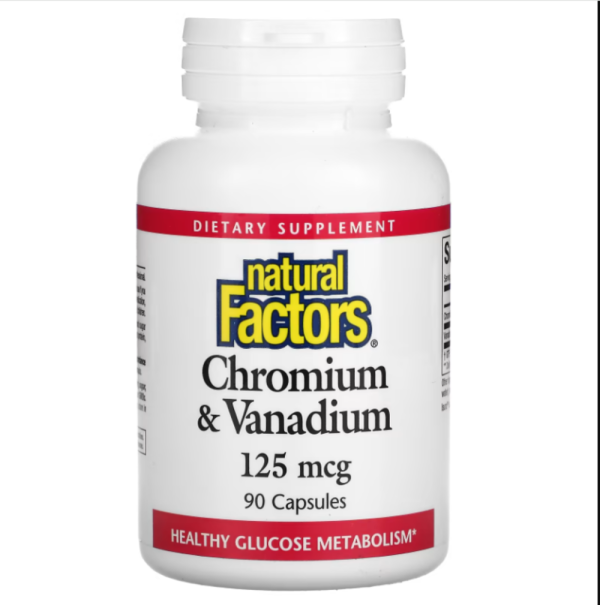 Natural Factors, Chromium & Vanadium, 125 mcg, 90 Capsules