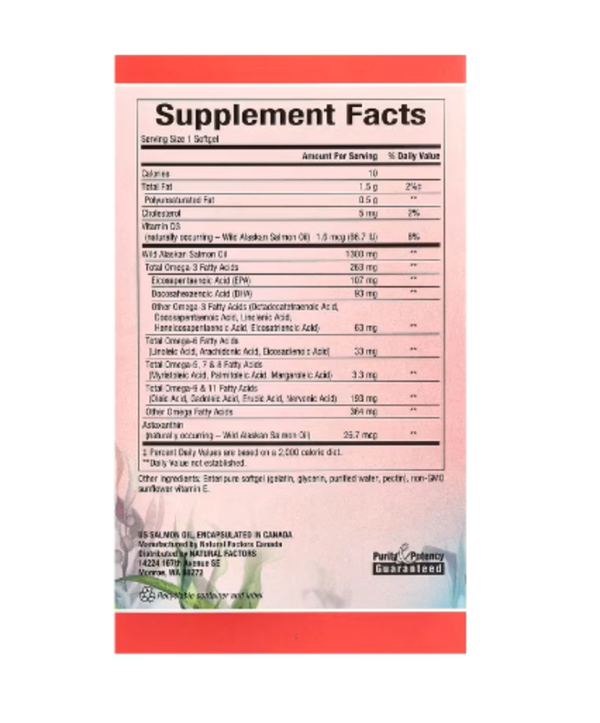 Natural Factors, Complete Omega, 100% Wild Alaskan Salmon Oil, 1,300 mg, 180 Enteripure Softgels