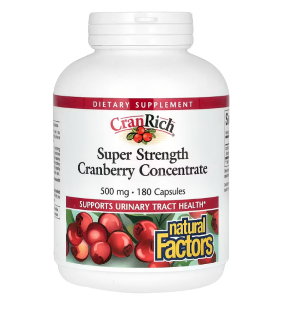 Natural Factors, CranRich, Super Strength, Cranberry Concentrate, 500 mg, 180 Capsules