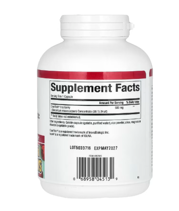 Natural Factors, CranRich, Super Strength, Cranberry Concentrate, 500 mg, 180 Capsules