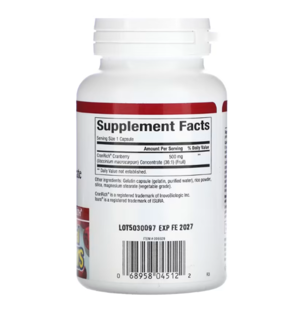 Natural Factors, CranRich, Super Strength, Cranberry Concentrate, 500 mg, 90 Capsules