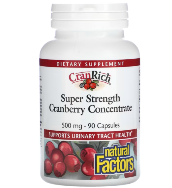 Natural Factors, CranRich, Super Strength, Cranberry Concentrate, 500 mg, 90 Capsules