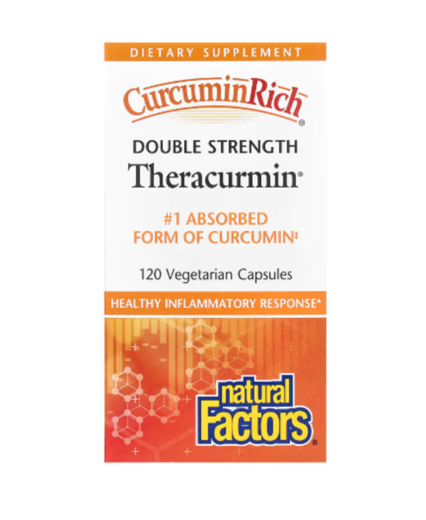Natural Factors, CurcuminRich®, Double Strength Theracurmin®, 120 Vegetarian Capsules