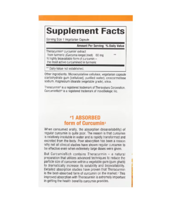 Natural Factors, CurcuminRich®, Double Strength Theracurmin®, 120 Vegetarian Capsules