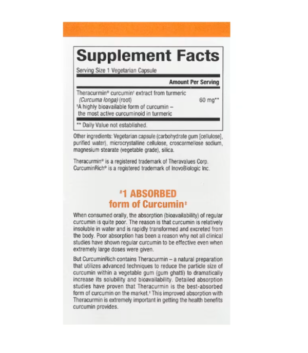 Natural Factors, CurcuminRich, Double Strength Theracurmin, 60 Vegetarian Capsules