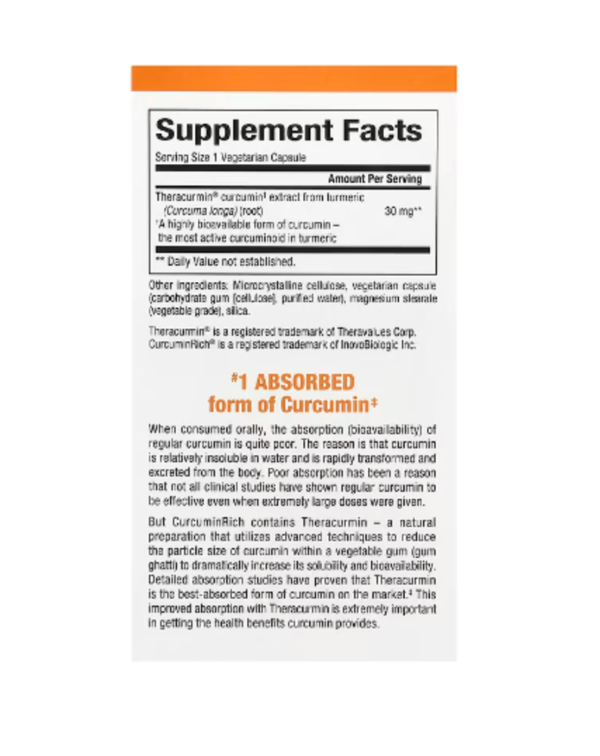 Natural Factors, CurcuminRich, Theracurmin, 120 Vegetarian Capsules