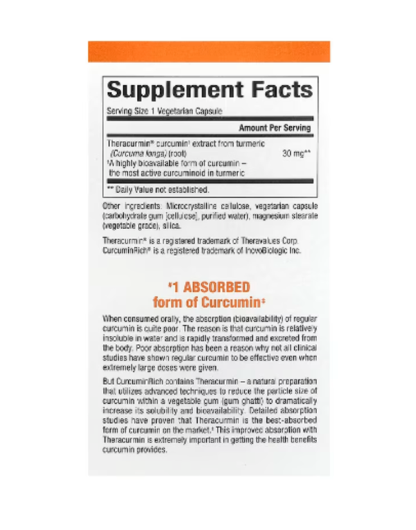 Natural Factors, CurcuminRich, Theracurmin, 30 Vegetarian Capsules