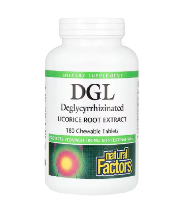 Natural Factors, DGL, Deglycyrrhizinated Licorice Root Extract, 180 Chewable Tablets