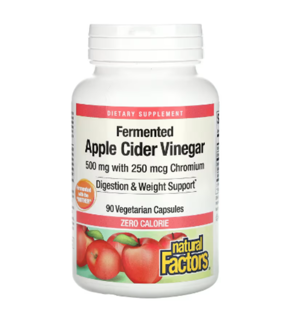 Natural Factors, Fermented Apple Cider Vinegar, 500 mg, 90 Vegetarian Capsules