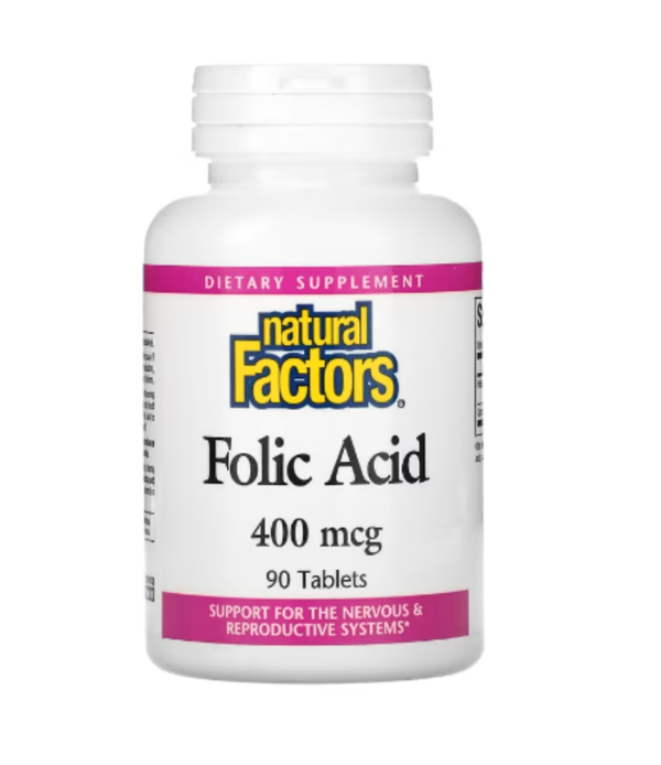 Natural Factors, Folic Acid, 400 mcg, 90 Tablets