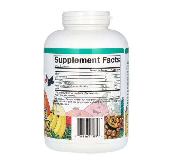 Natural Factors, Fruit-Flavor Chew Vitamin C, Tropical, 500 mg, 180 Chewable Wafers