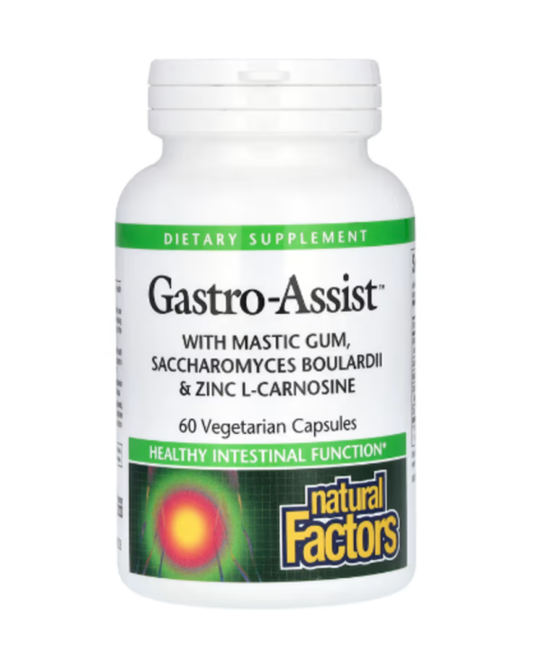 Natural Factors, Gastro-Assist™ with Mastic Gum, Saccharomyces Boulardii & Zinc L-Carnosine, 60 Vegetarian Capsules