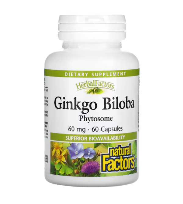 Natural Factors, Ginkgo Biloba, Phytosome, 60 mg, 60 Capsules