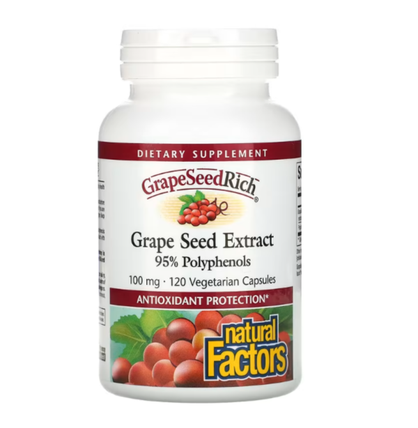 Natural Factors, GrapeSeedRich, Grape Seed Extract, 100 mg, 120 Vegetarian Capsules