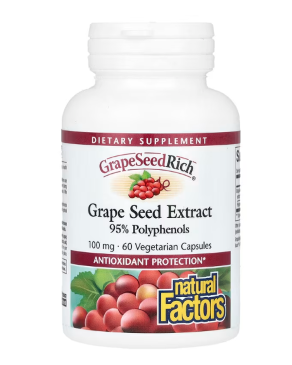 Natural Factors, GrapeSeedRich, Grape Seed Extract, 100 mg, 60 Vegetarian Capsules