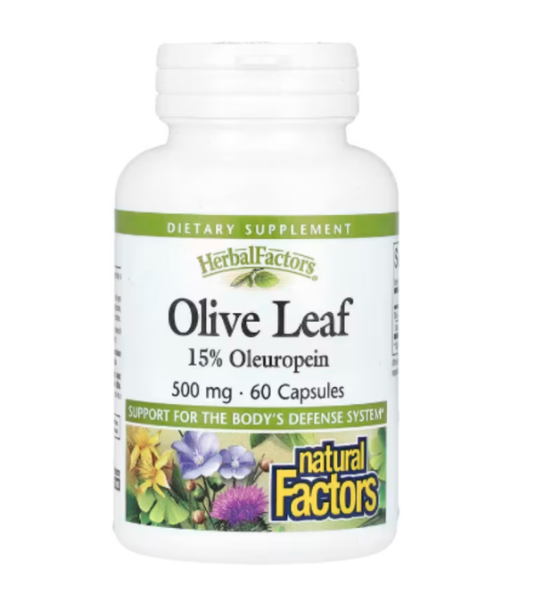 Natural Factors, HerbalFactors, Olive Leaf, 500 mg, 60 Capsules
