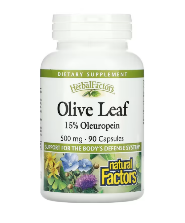 Natural Factors, HerbalFactors, Olive Leaf, 500 mg, 90 Capsules