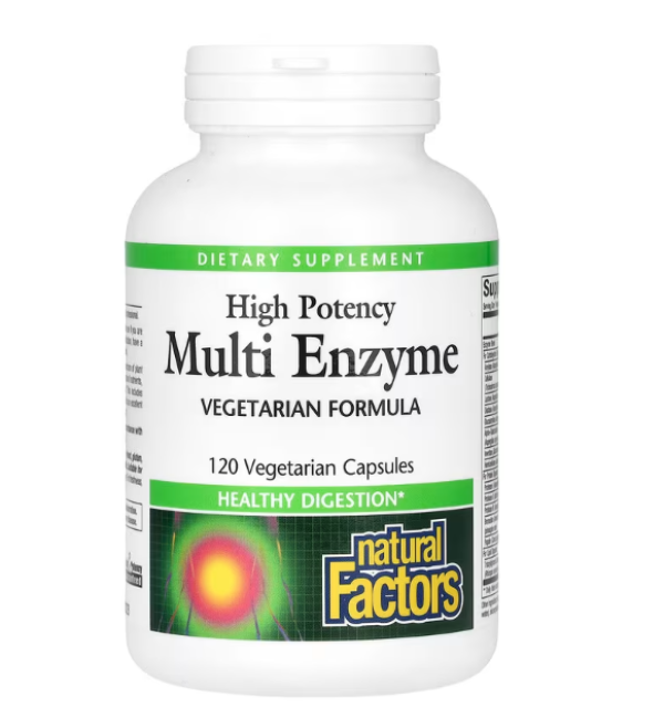 Natural Factors, High Potency, Multi Enzyme, 120 Vegetarian Capsules